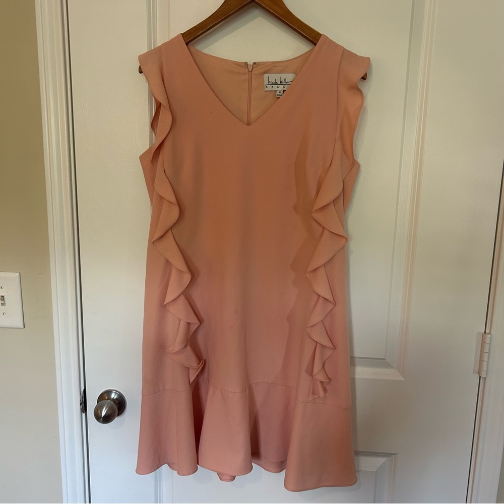 Elegant Peach Ruffle Mini Dress